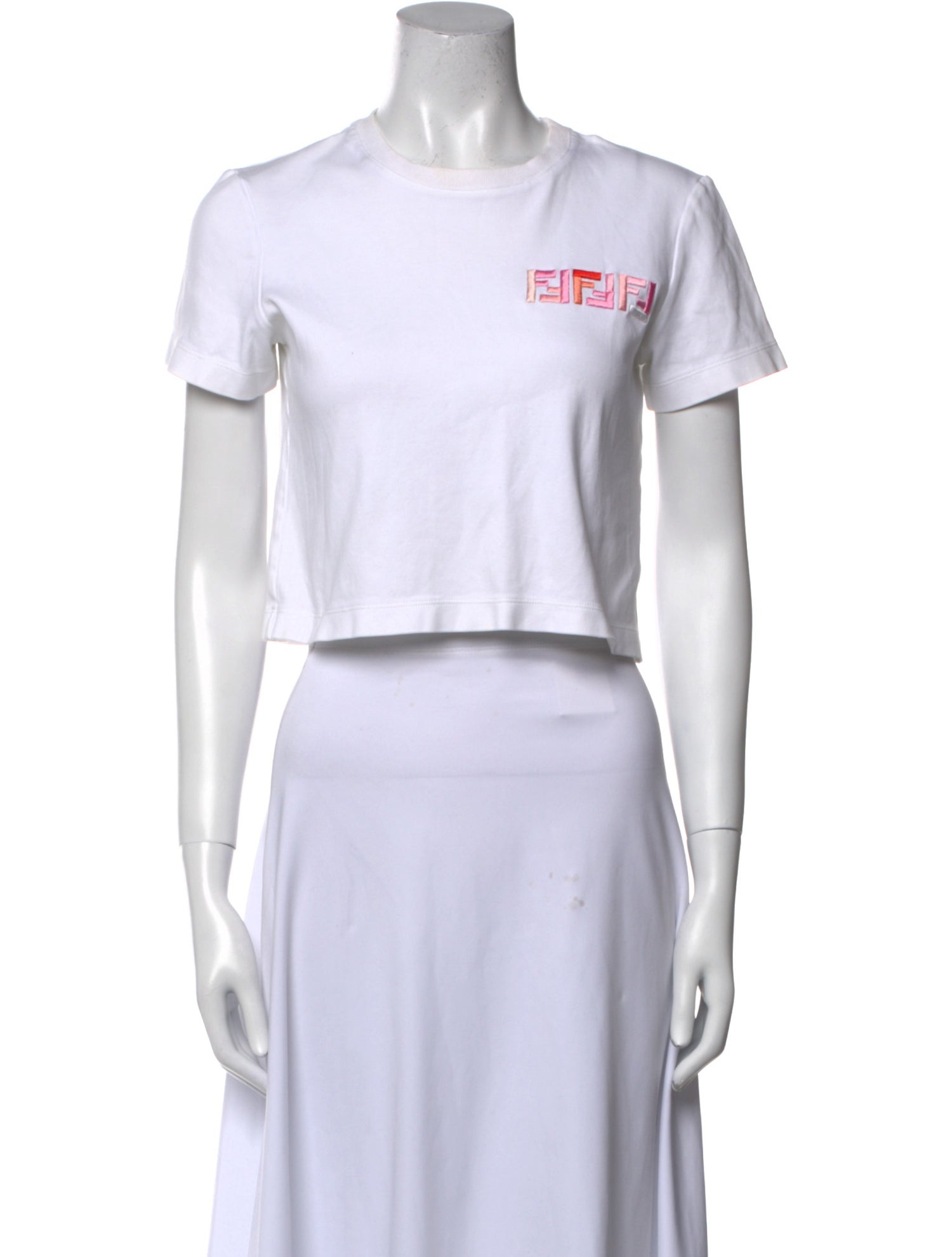 Fendi Graphic Print Crew Neck Crop Top