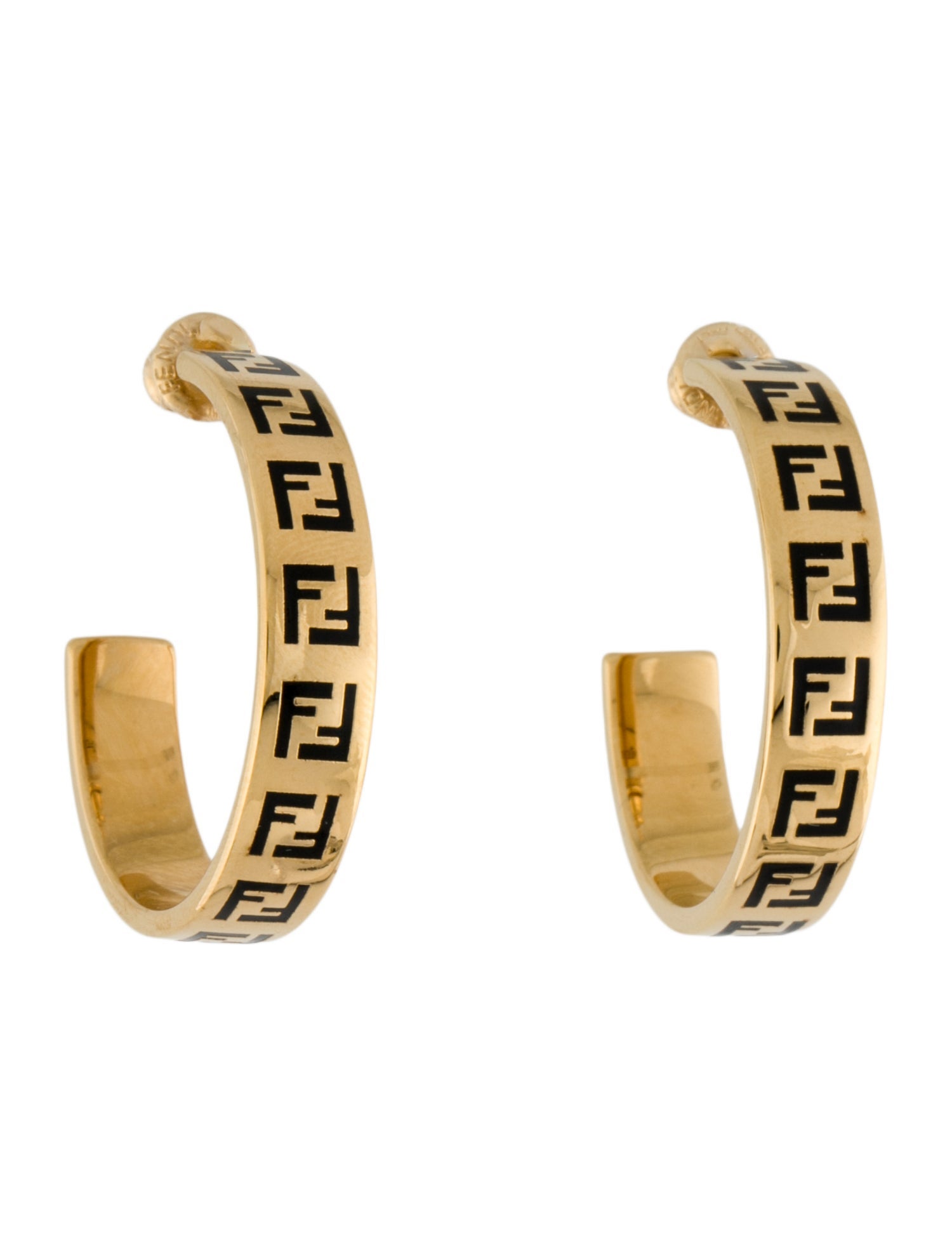 Fendi Enamel FF Logo Hoop Earrings