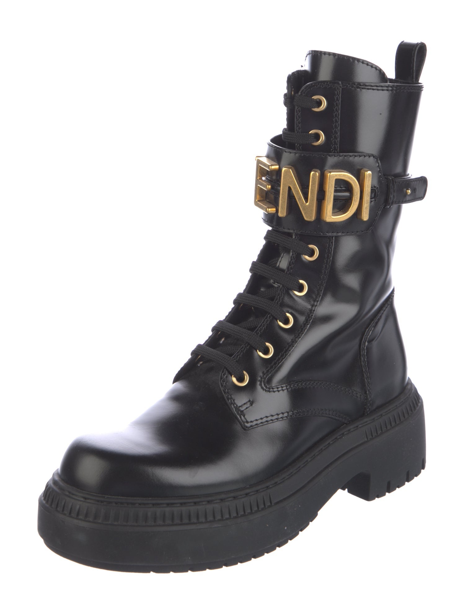 Fendi Leather Combat Boots