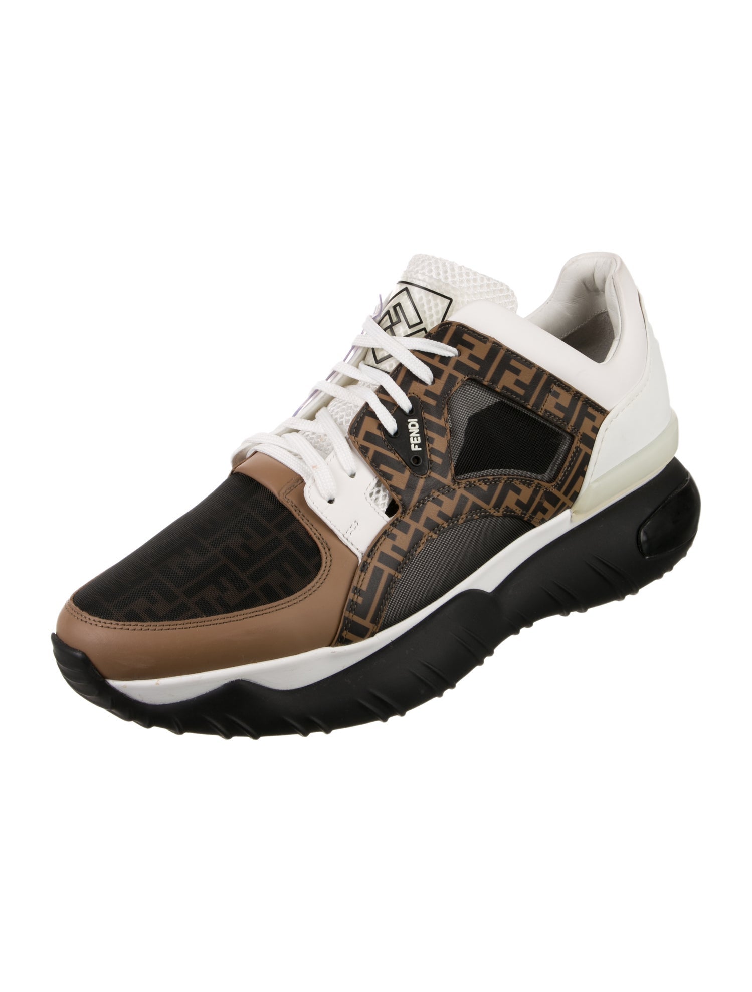 Fendi Zucca FF Logo Leather Athletic Sneakers