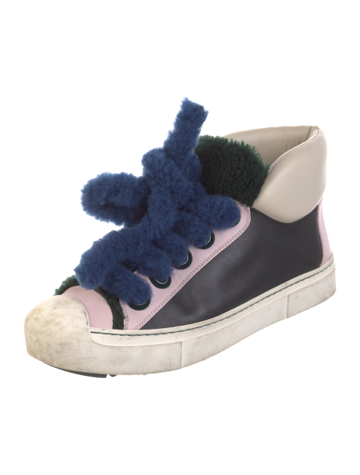 Fendi Leather Colorblock Pattern Sneakers