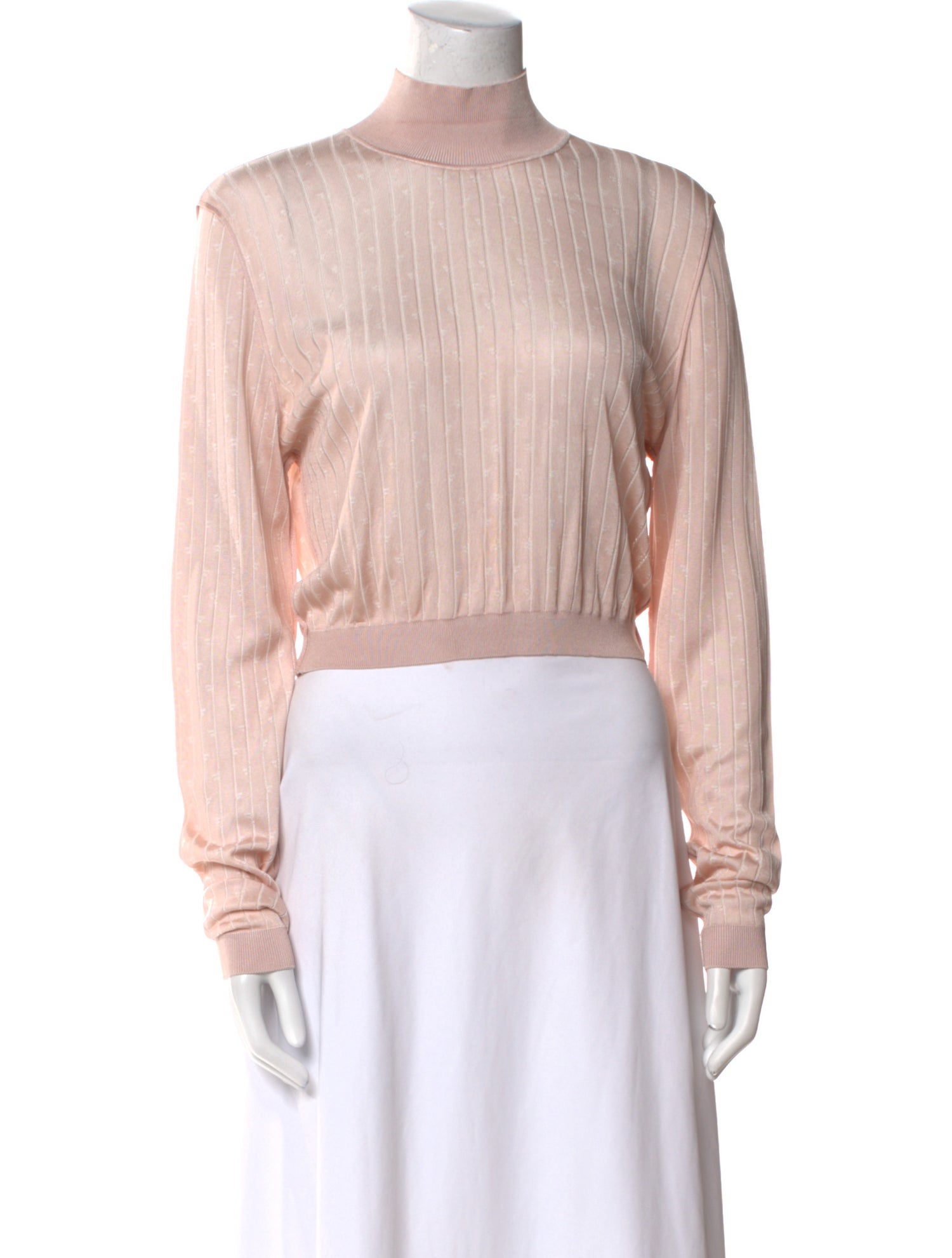 Fendi Mock Neck Long Sleeve Crop Top