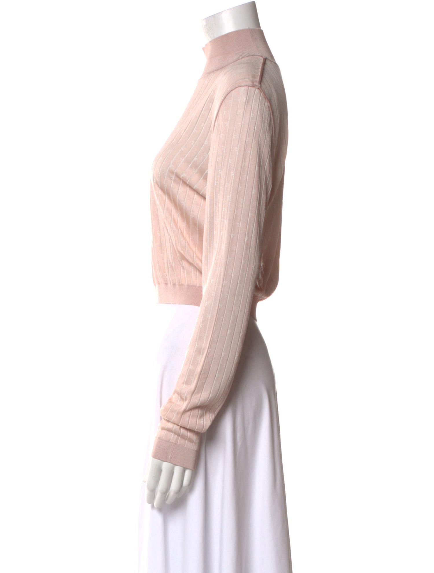 Fendi Mock Neck Long Sleeve Crop Top