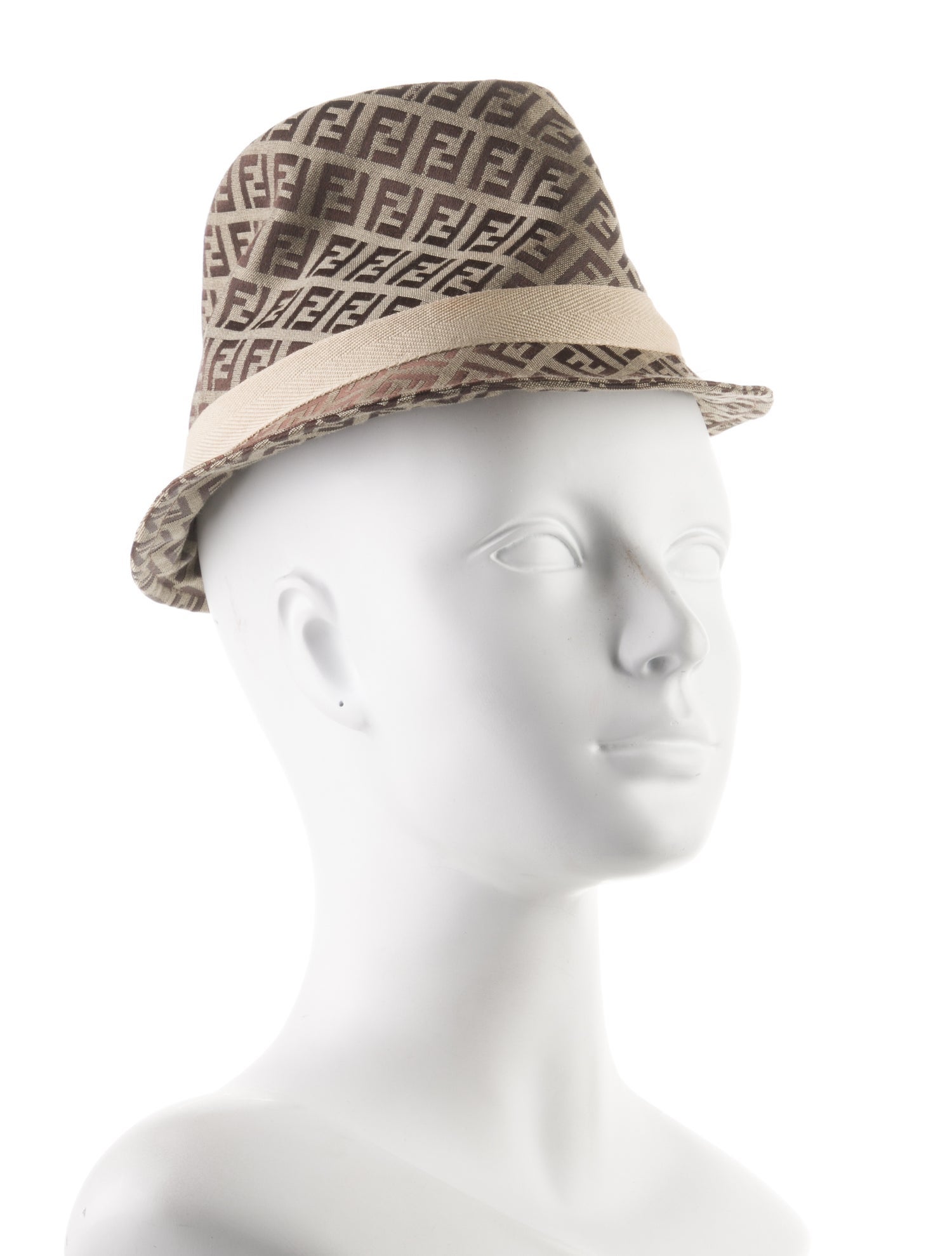 Fendi Brown Patterned FF Logo Fedora