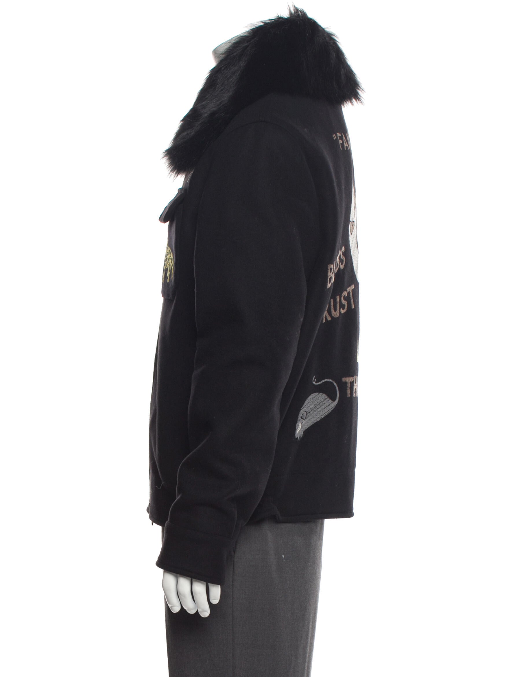 Fendi Virgin Wool Graphic Print Denim Jacket w/ Tags