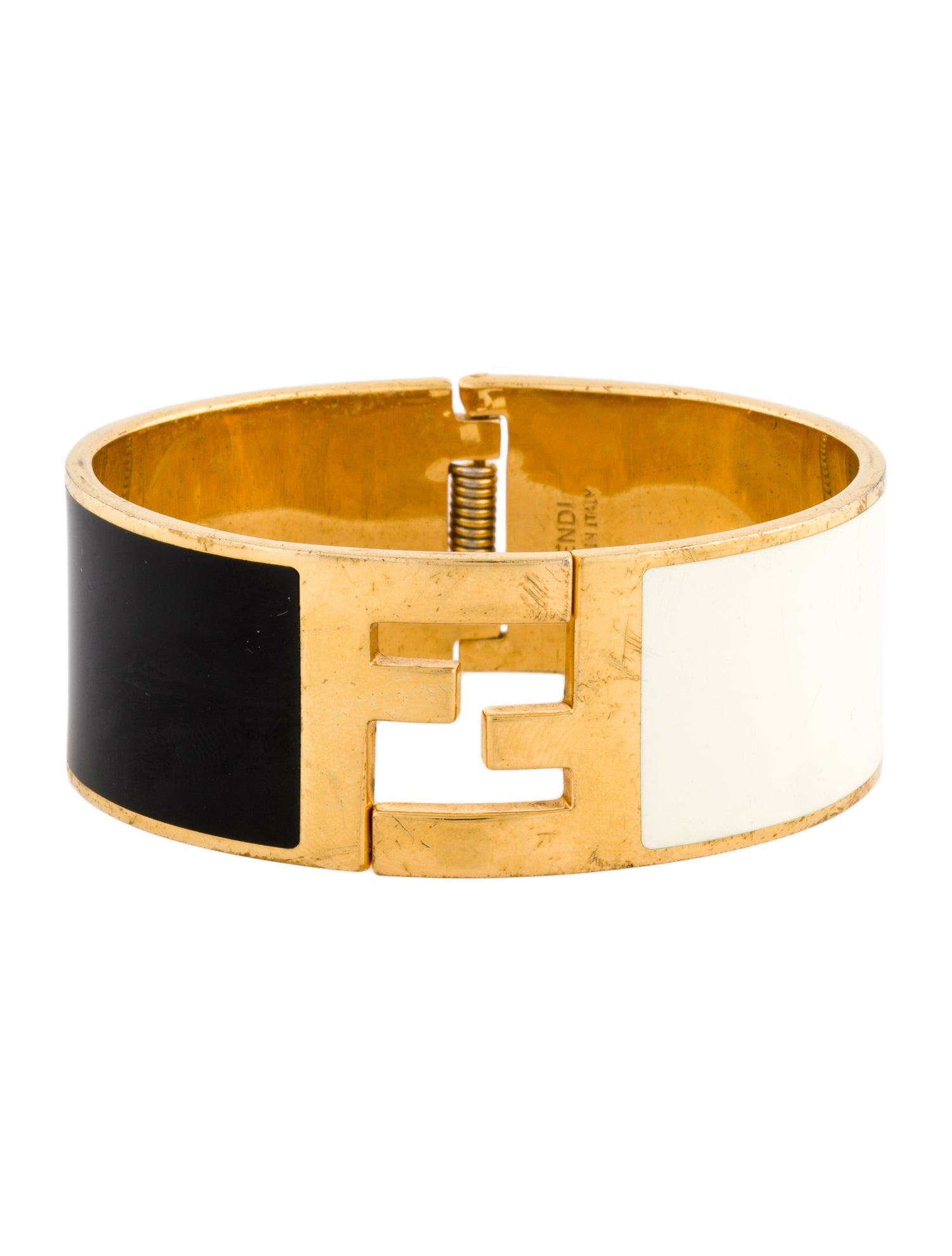 Fendi Enamel Fendista Hinged Bangle Bracelet