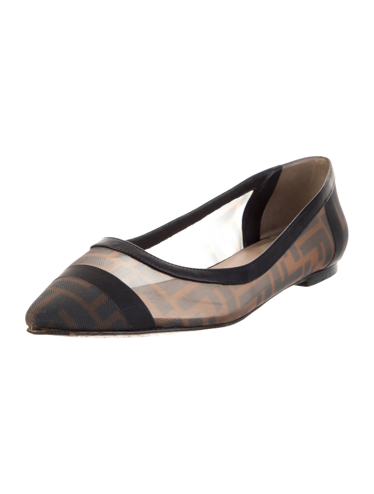 Fendi Zucca FF Logo Mesh Ballet Flats