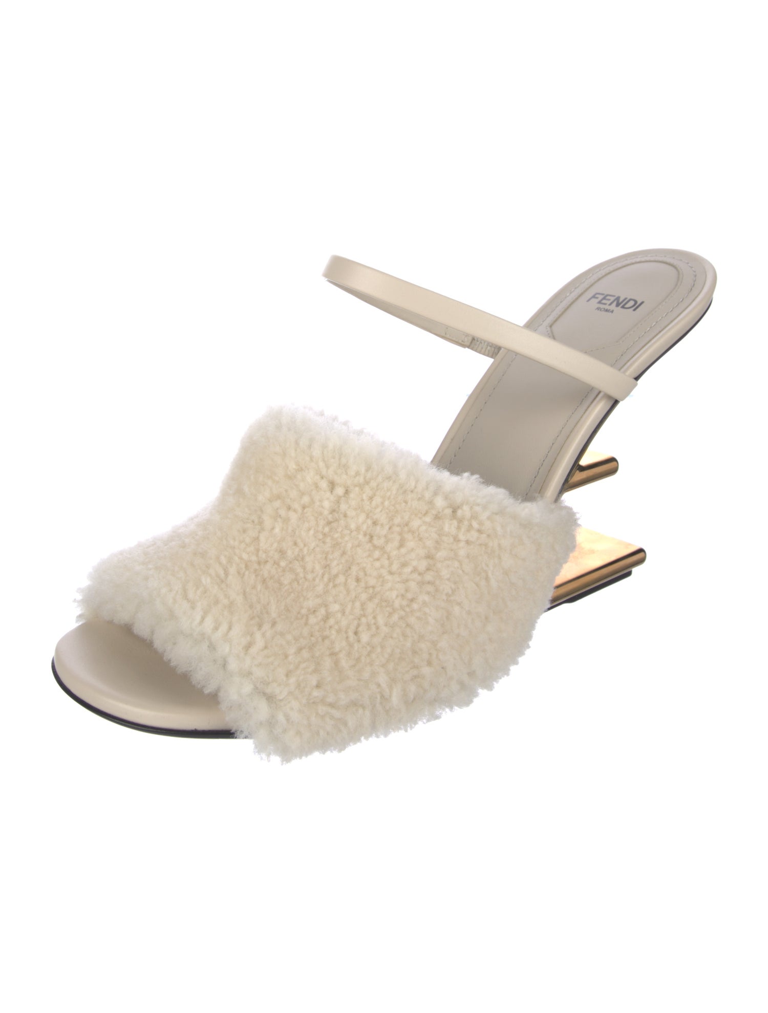 Fendi Shearling Fur Trim Slides