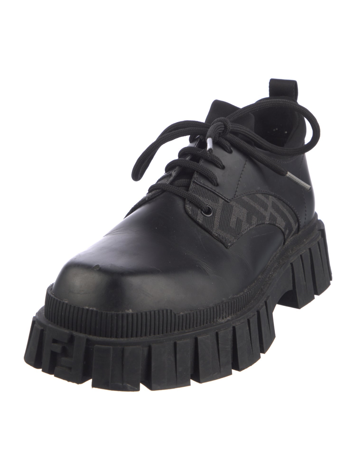 Fendi Zucca FF Logo Leather Derby Shoes