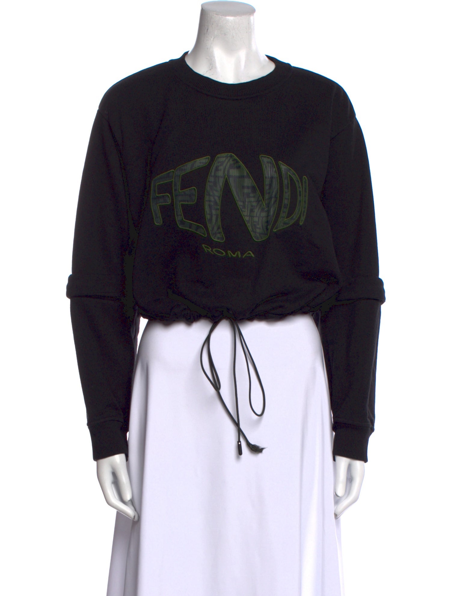Fendi Graphic Print Crew Neck Crop Top