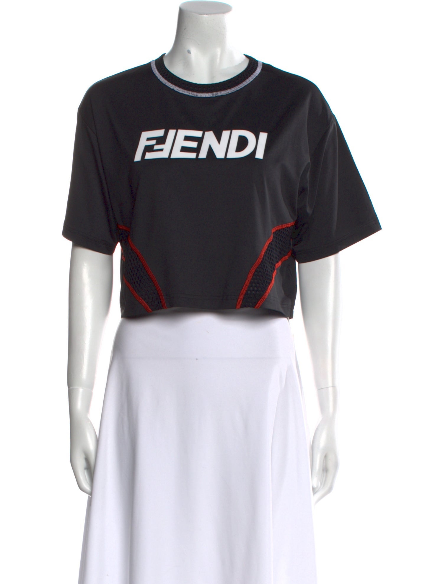 Fendi Graphic Print Crew Neck Crop Top