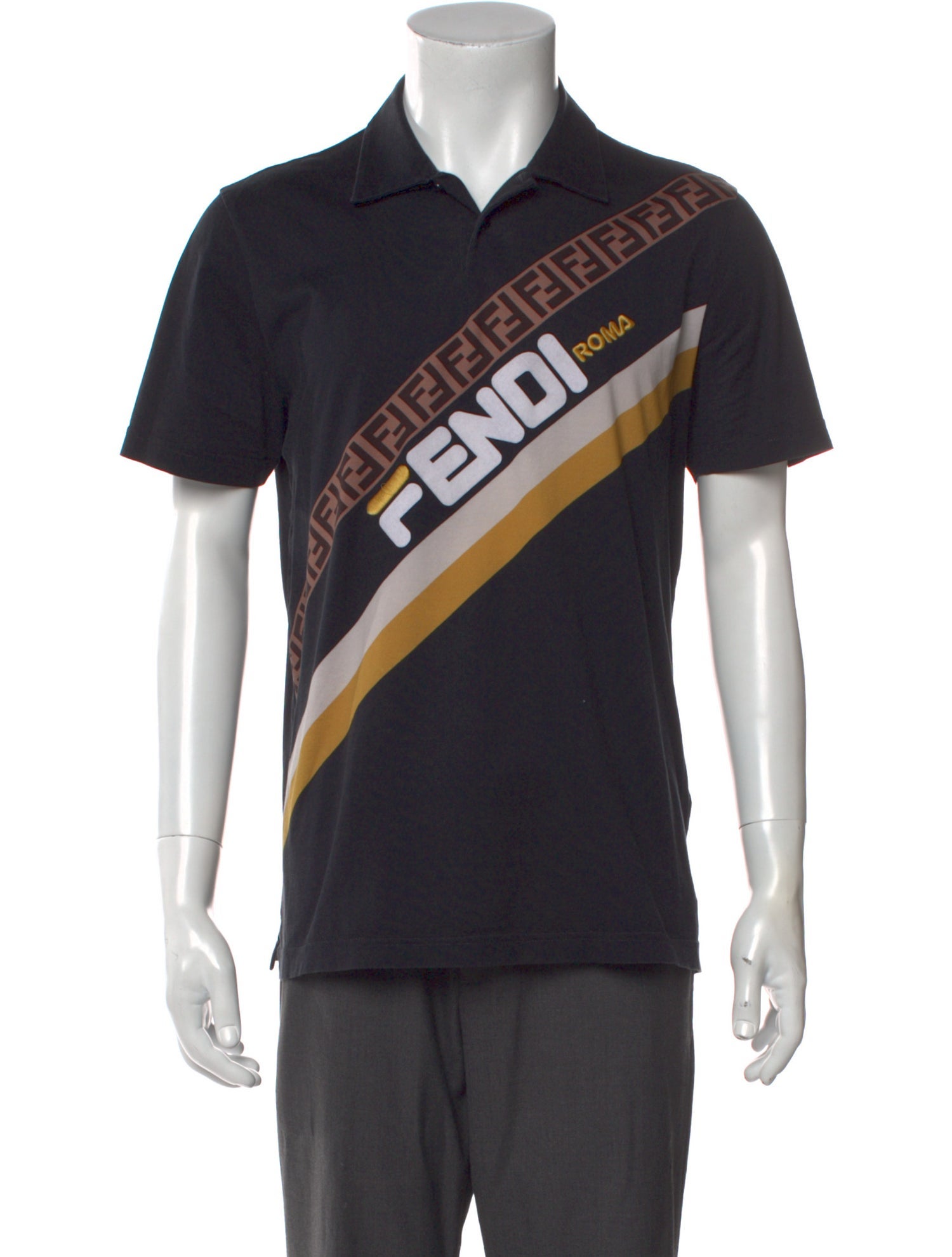 Fendi Graphic Print Collar Polo Shirt