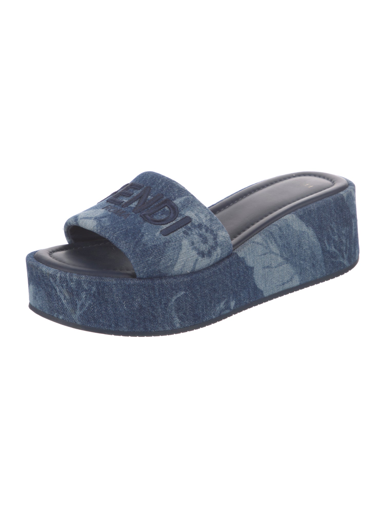 Fendi Denim Printed Slides