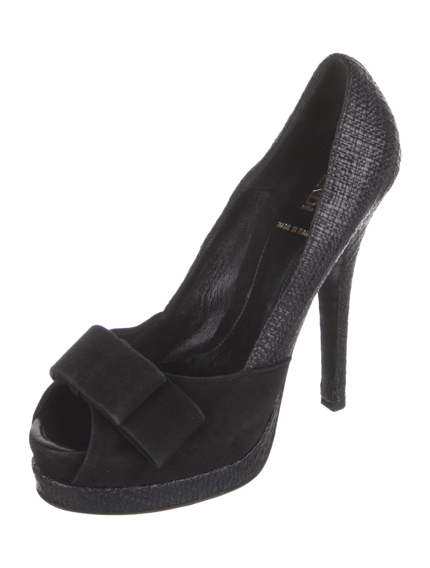 Fendi Raffia Bow Accents Pumps