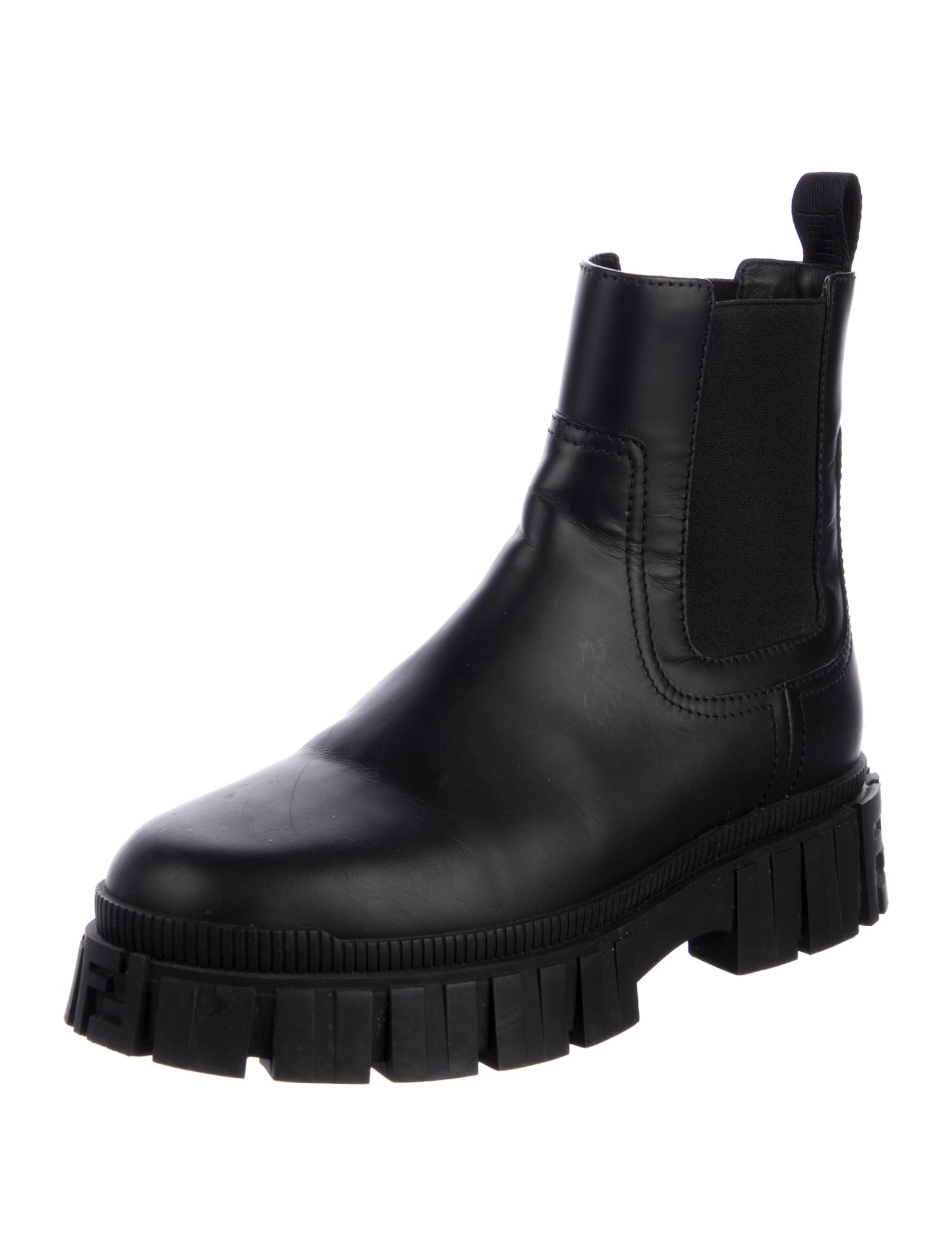 Fendi Zucca FF Logo Leather Chelsea Boots