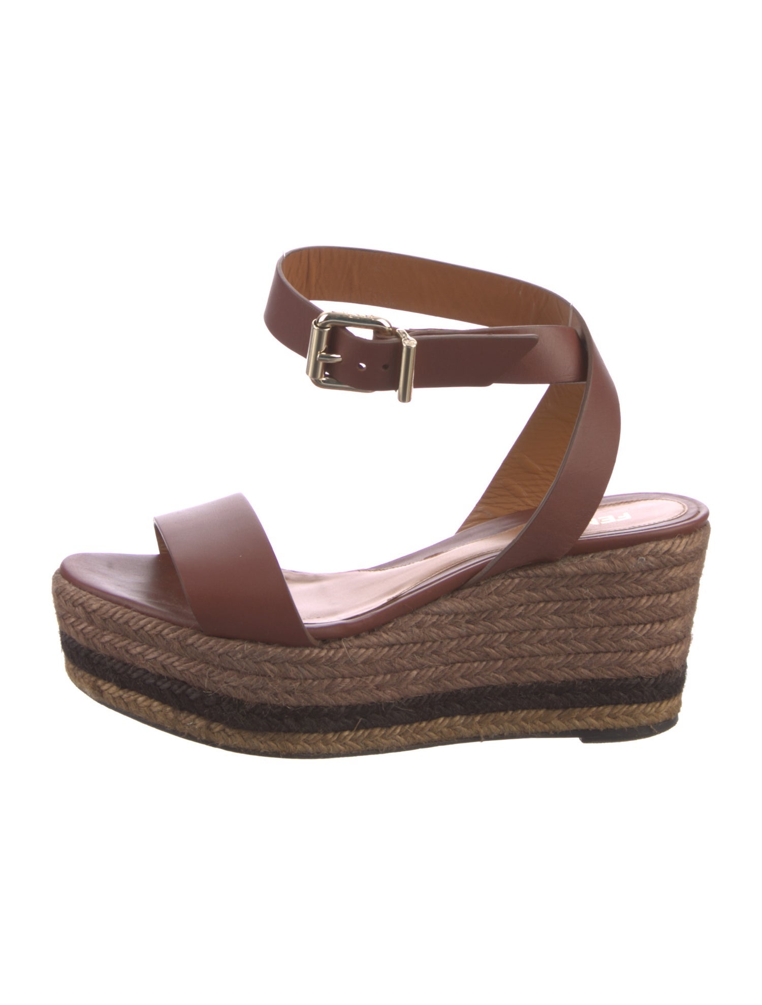 Fendi Leather Floral Print Espadrilles