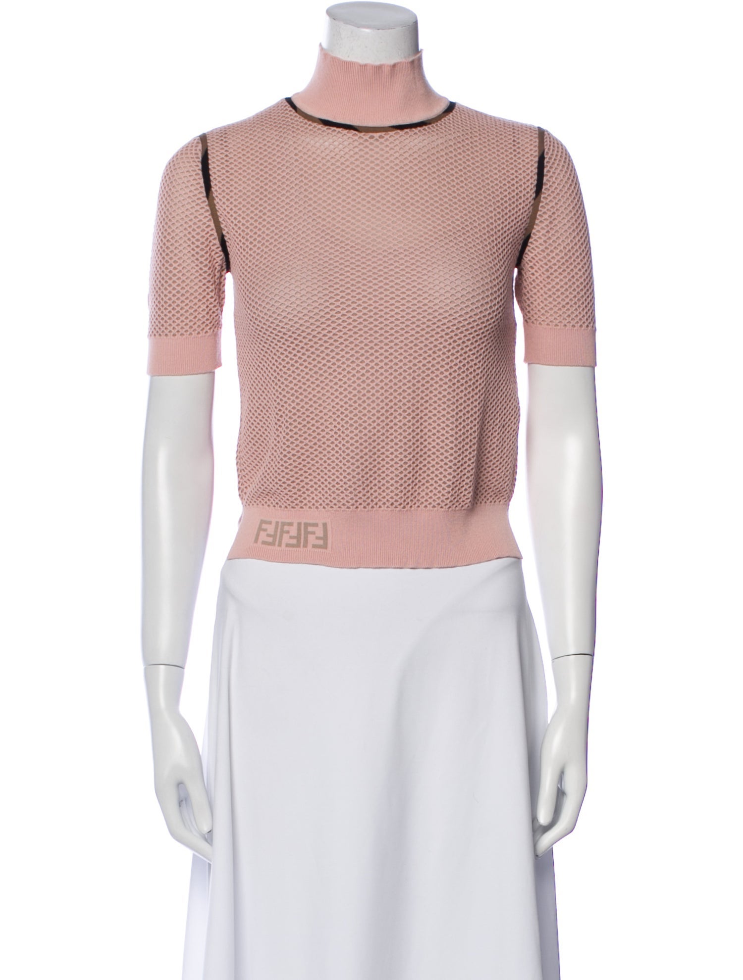 Fendi Turtleneck Short Sleeve Crop Top