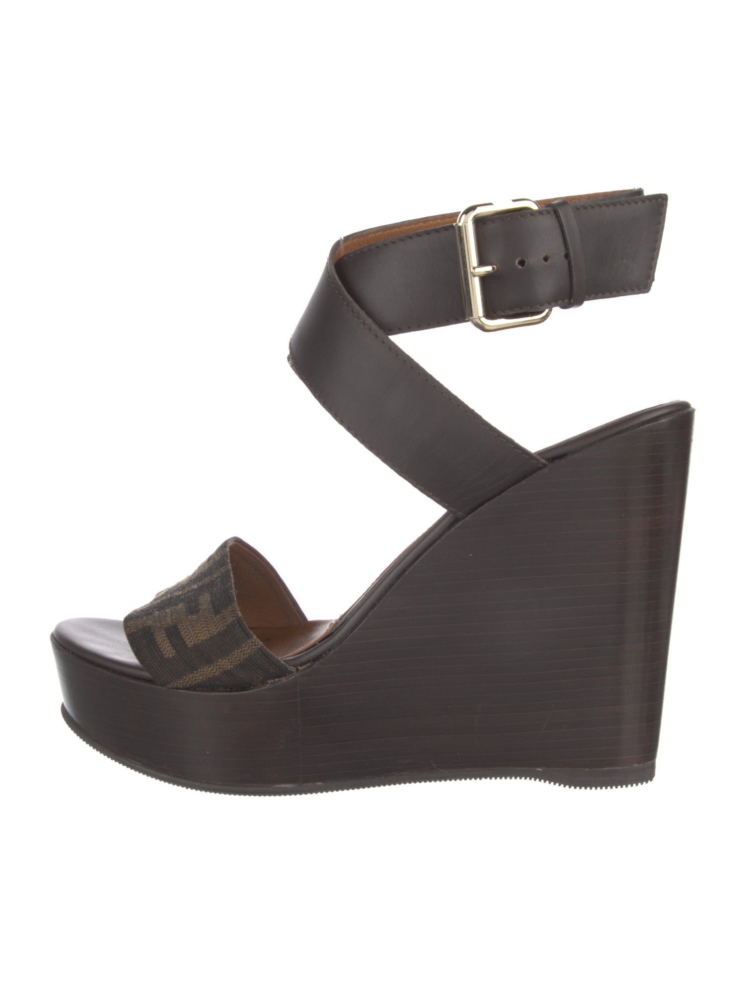 Fendi Zucca FF Logo Leather Sandals