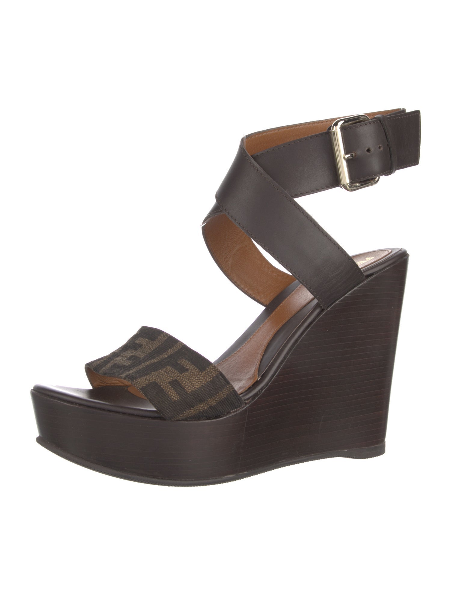 Fendi Zucca FF Logo Leather Sandals