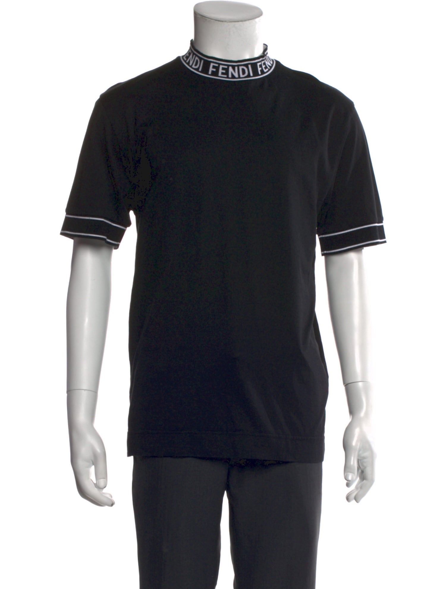 Fendi Mock Neck Short Sleeve T-Shirt
