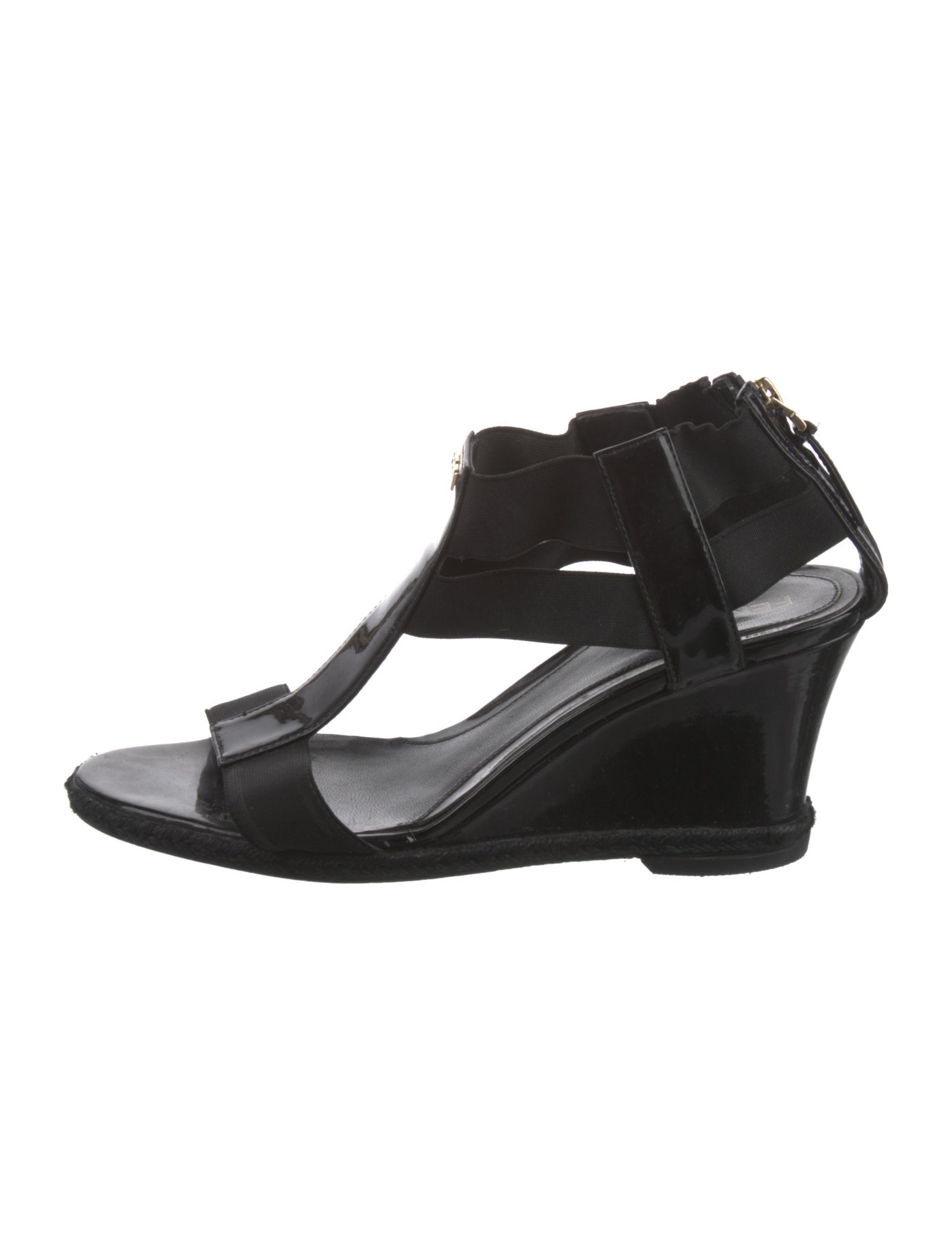 Fendi Patent Leather T-Strap Sandals