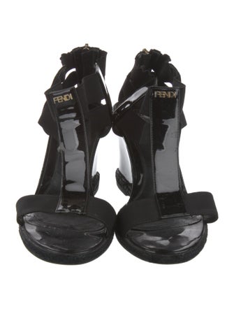 Fendi Patent Leather T-Strap Sandals