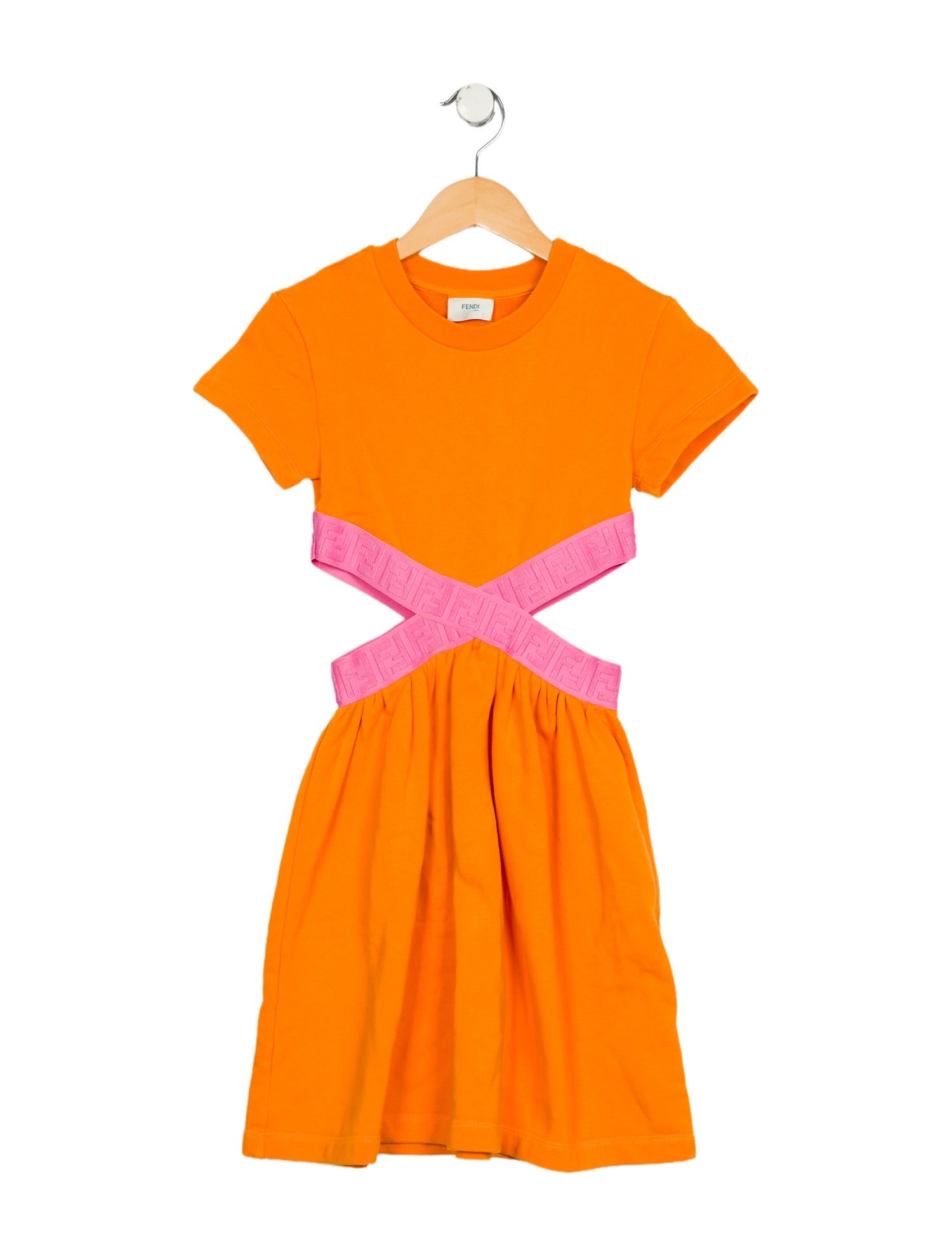 Fendi kid girls' orange and pink dress