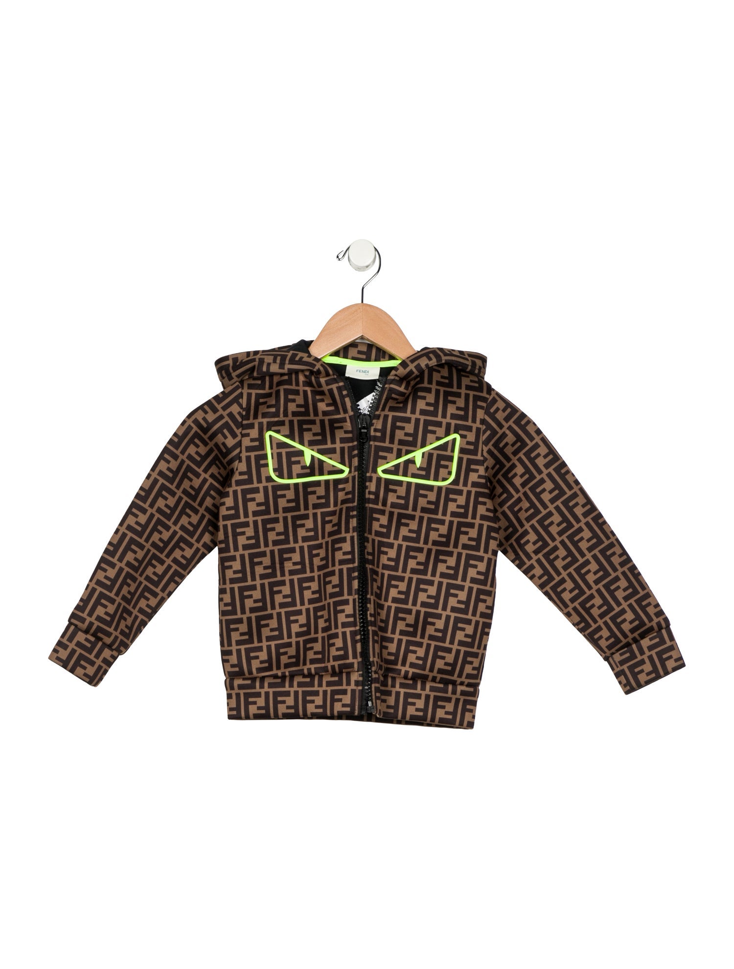 Fendi Boys' Patterned Monster Zip Hooded Sweatshirt