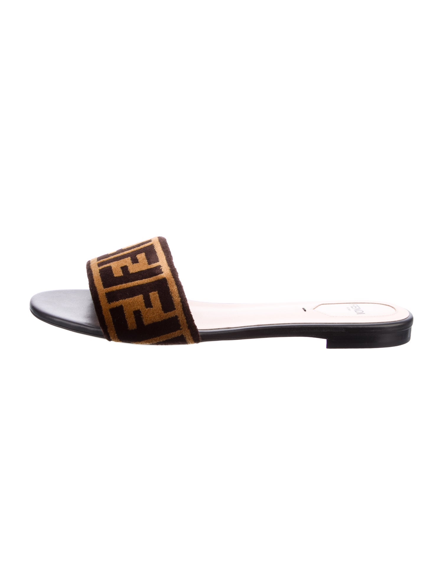 Fendi Zucca FF Logo Leather Flats w/ Tags