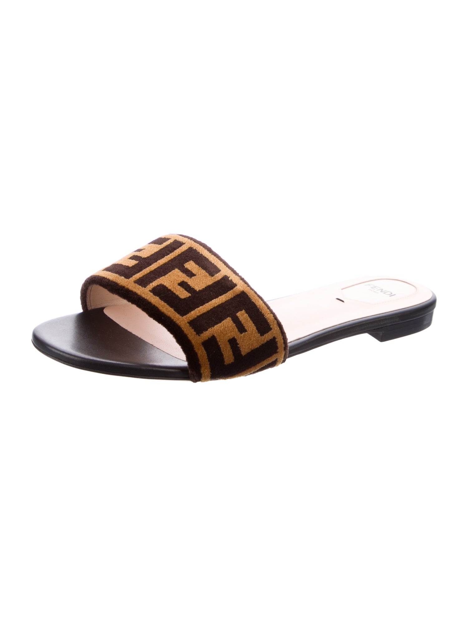 Fendi Zucca FF Logo Leather Flats w/ Tags