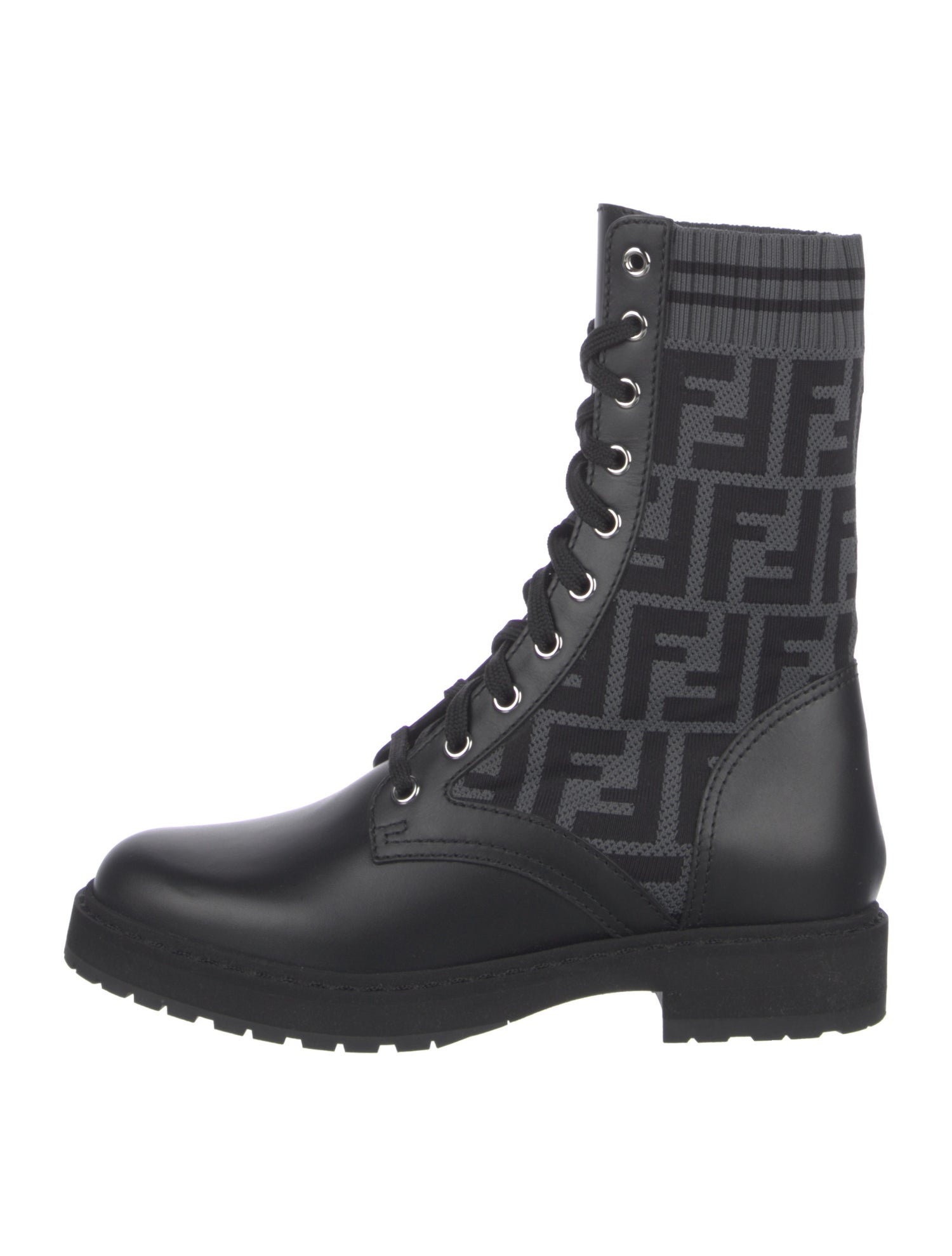 Fendi Zucca FF Logo Printed Combat Boots