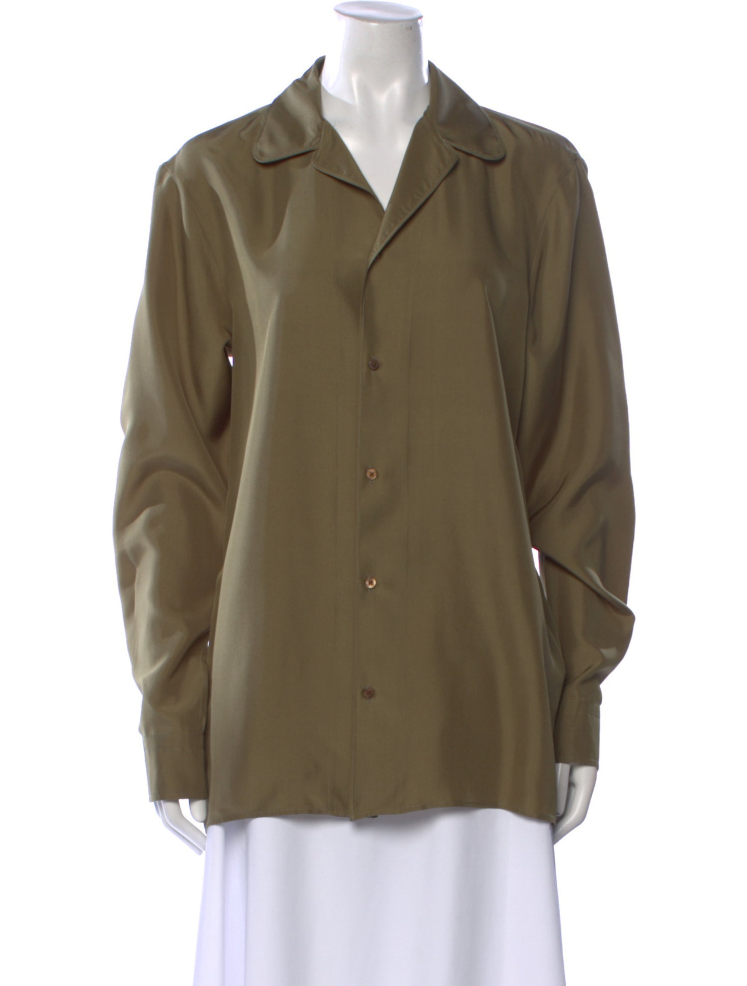 Fendi Silk Long Sleeve Button-Up Top