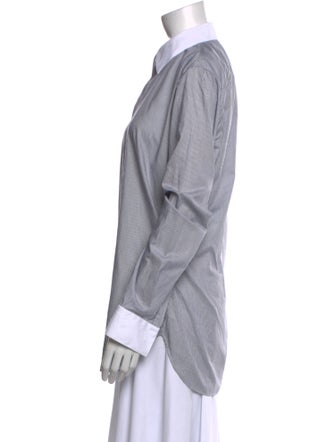 Fendi Striped Long Sleeve Button-Up Top