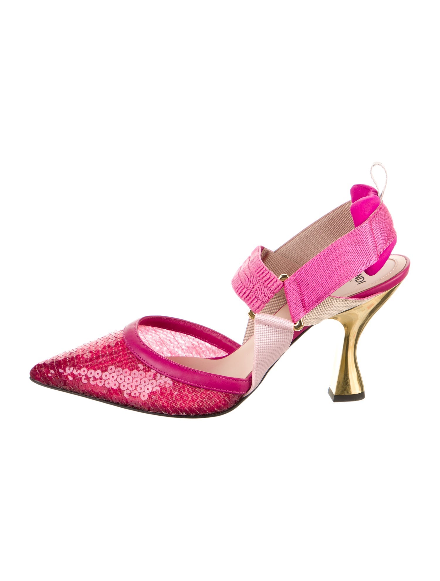 Fendi Zucca FF Logo Sequins Slingback Pumps