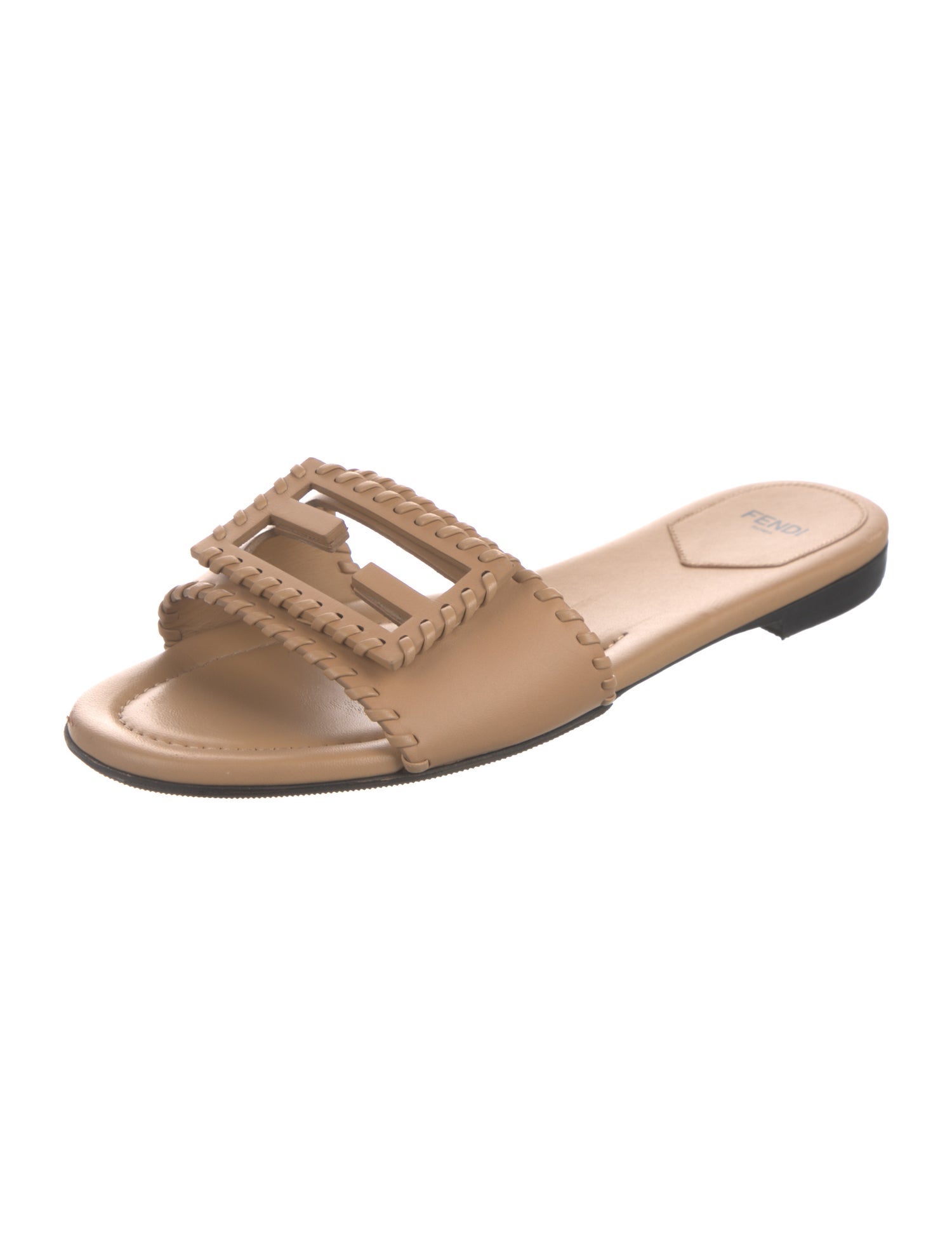 Fendi Leather Whipstitch Trim Slides