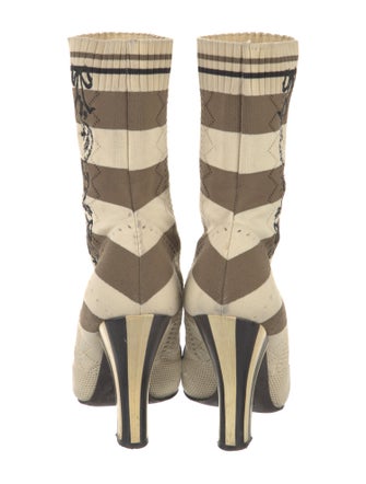Fendi Animal Print Embroidered Accent Sock Boots