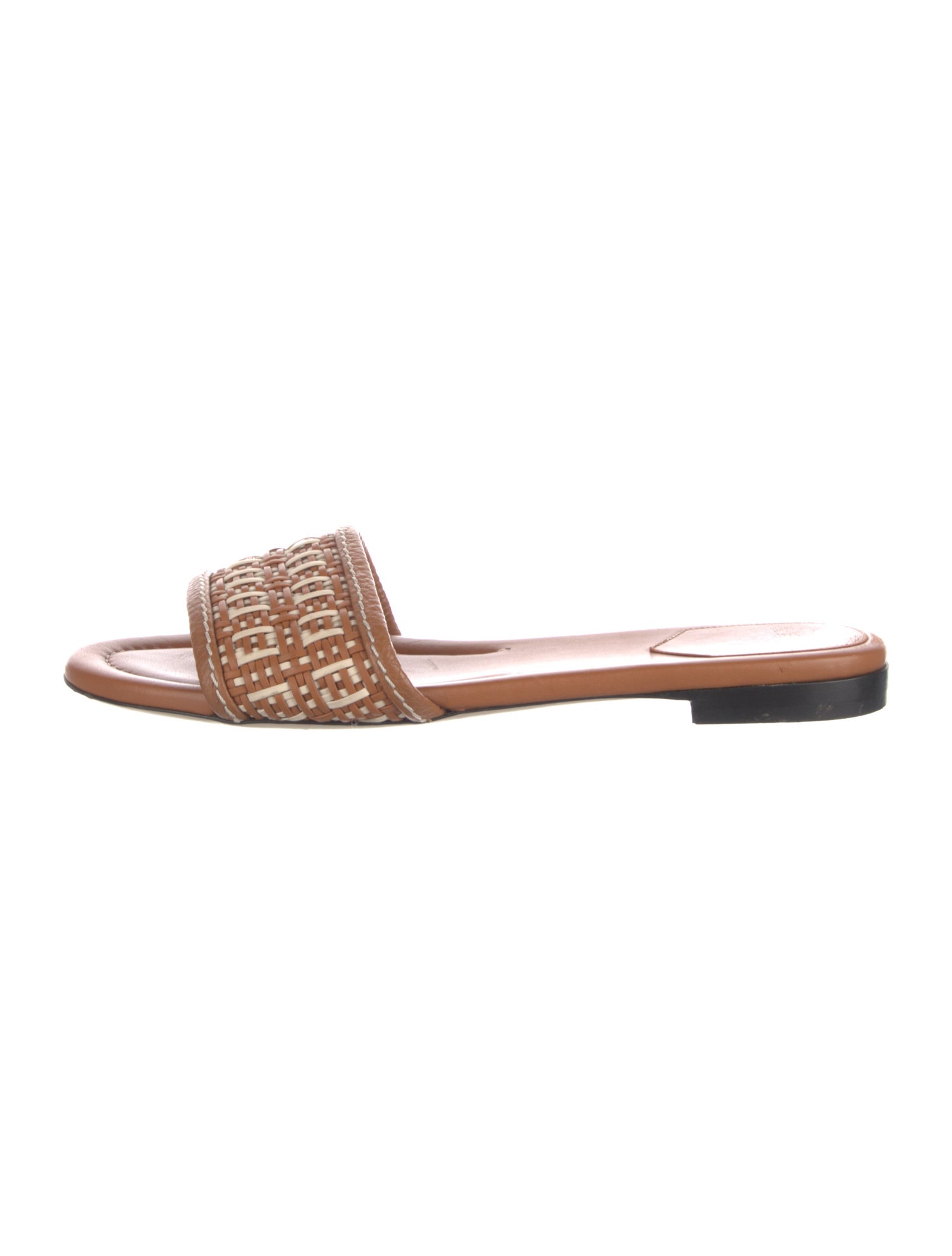 Fendi Zucca FF Logo Leather Slides