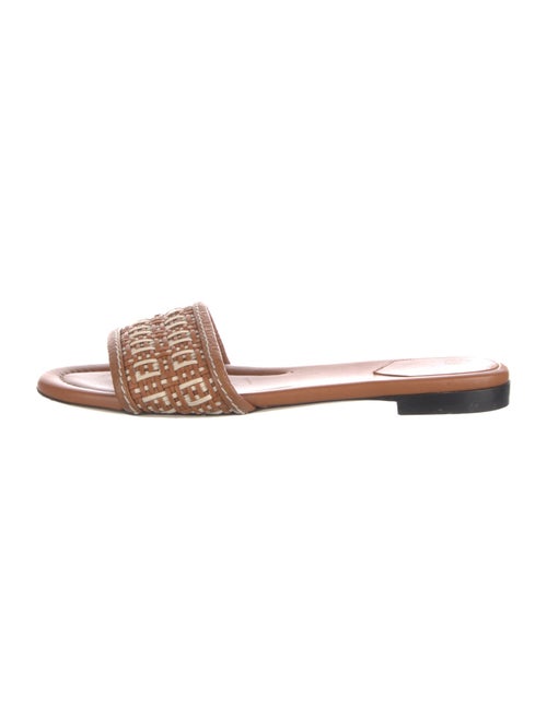 Fendi Zucca FF Logo Leather Slides