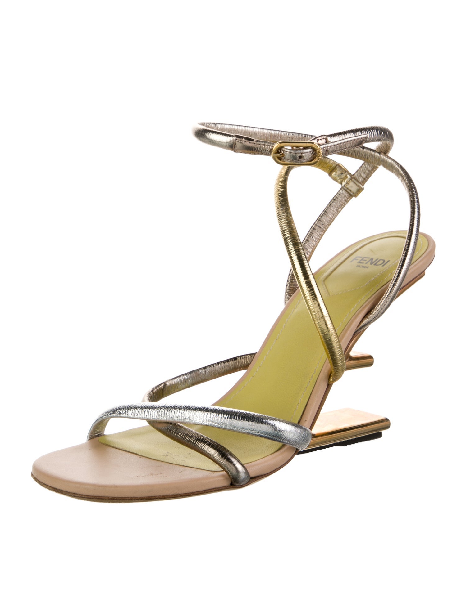 Fendi Leather Colorblock Pattern Gladiator Sandals