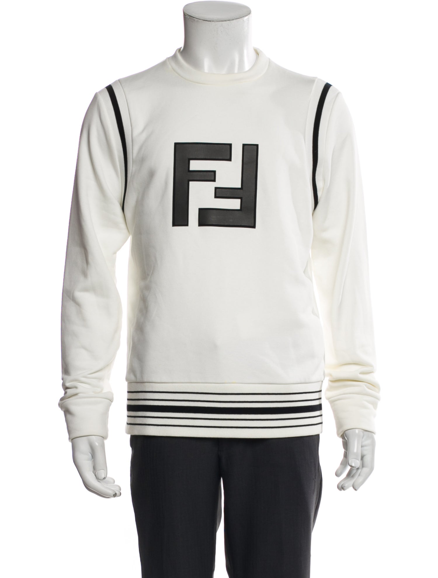 Fendi Zucca FF Logo Striped Sweatshirt