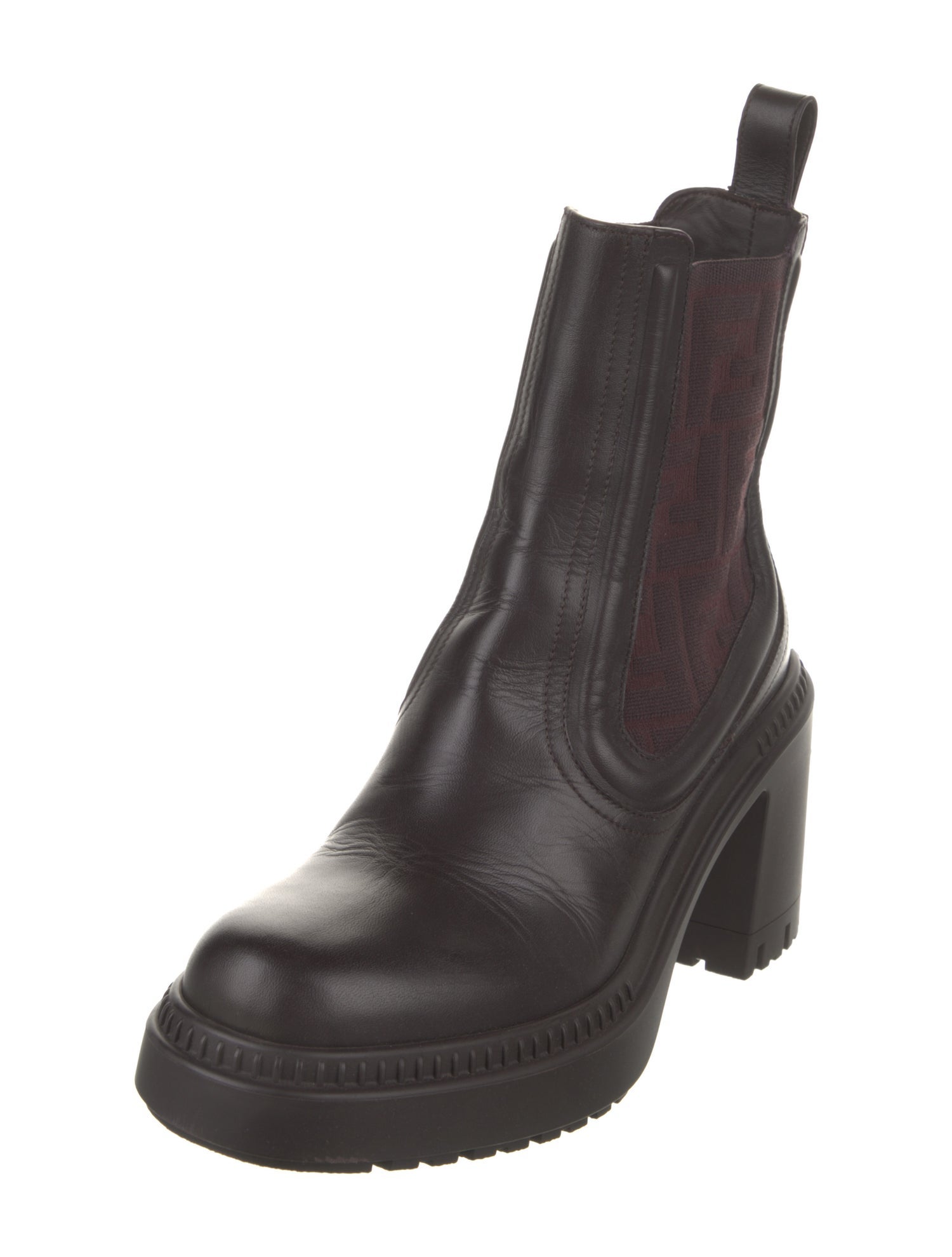 Fendi Zucca FF Logo Leather Chelsea Boots