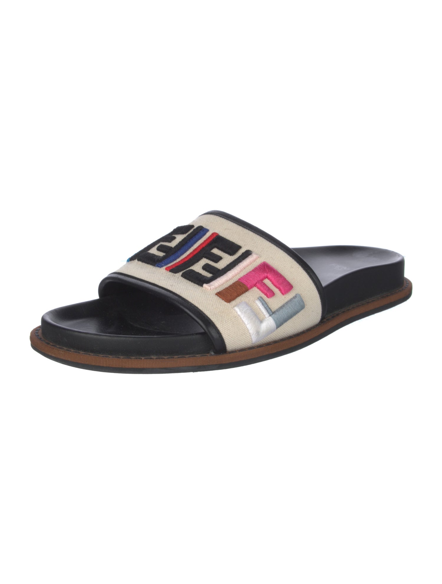 Fendi Zucca FF Logo Canvas Slides