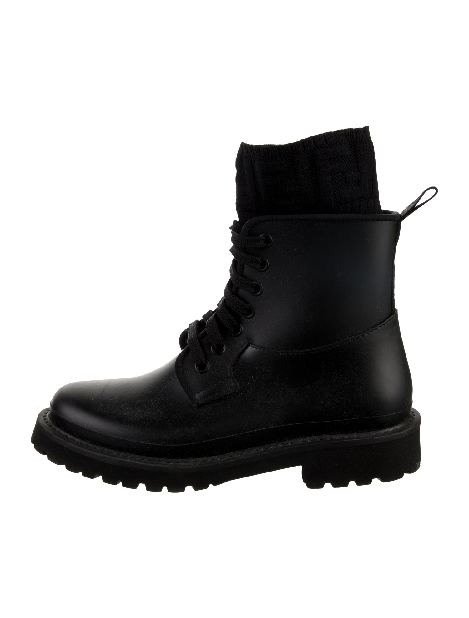 Fendi Zucca FF Logo Leather Combat Boots