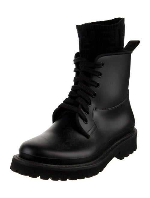 Fendi Zucca FF Logo Leather Combat Boots