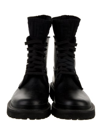 Fendi Zucca FF Logo Leather Combat Boots