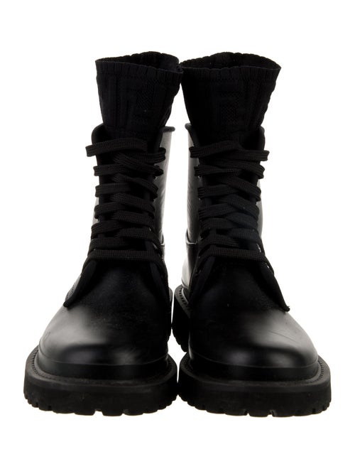 Fendi Zucca FF Logo Leather Combat Boots