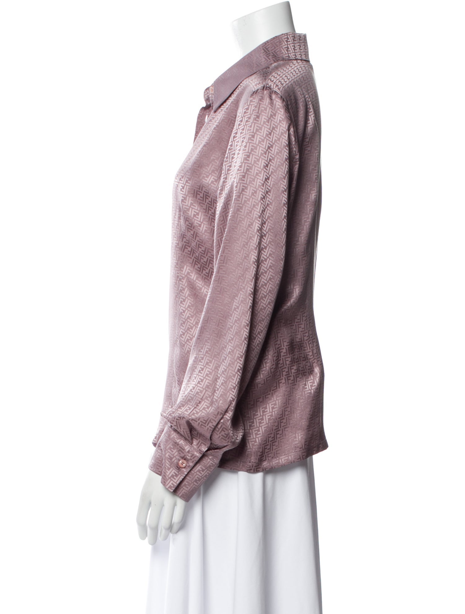 Fendi Silk Long Sleeve Button-Up Top w/ Tags