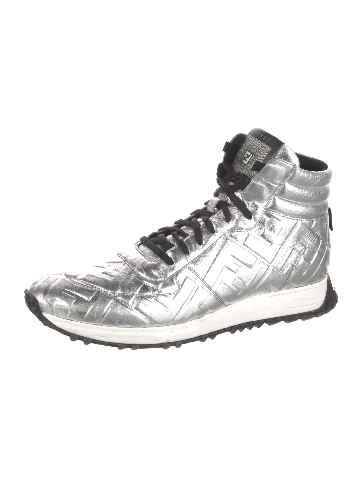 Fendi Zucca FF Logo Leather Lace-Up Boots