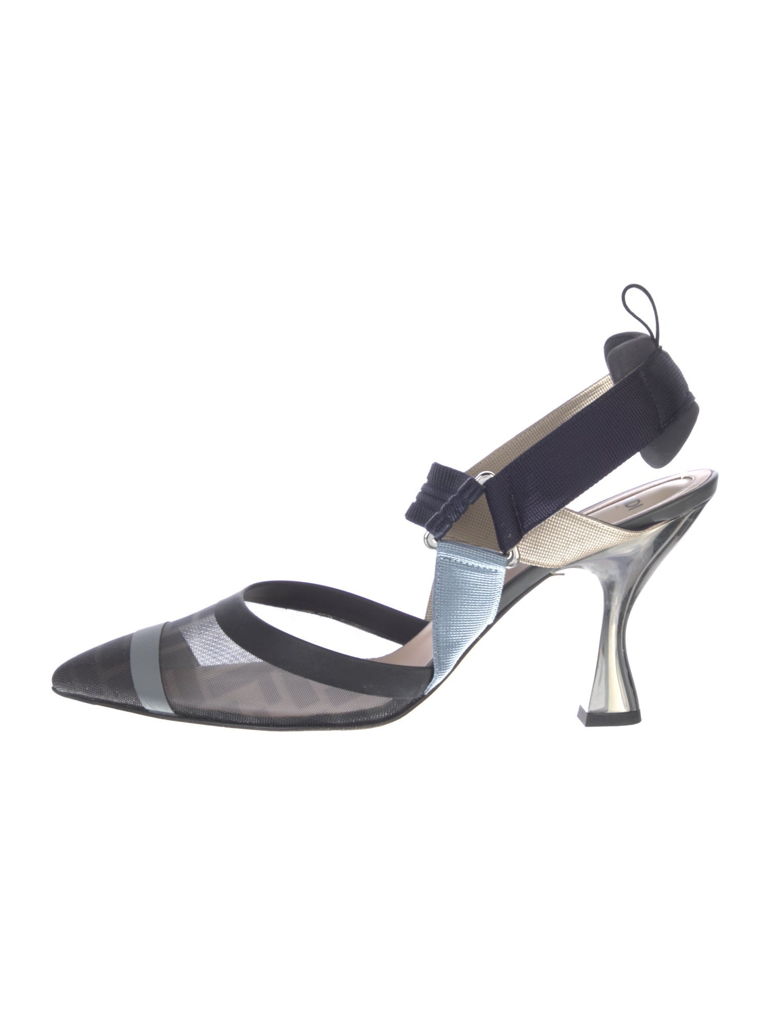 Fendi Zucca FF Logo Mesh Slingback Pumps