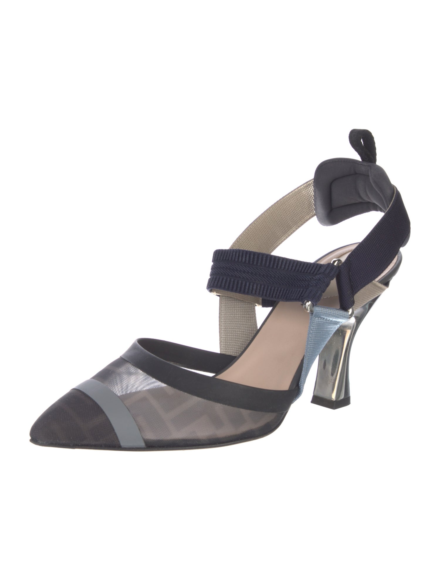 Fendi Zucca FF Logo Mesh Slingback Pumps